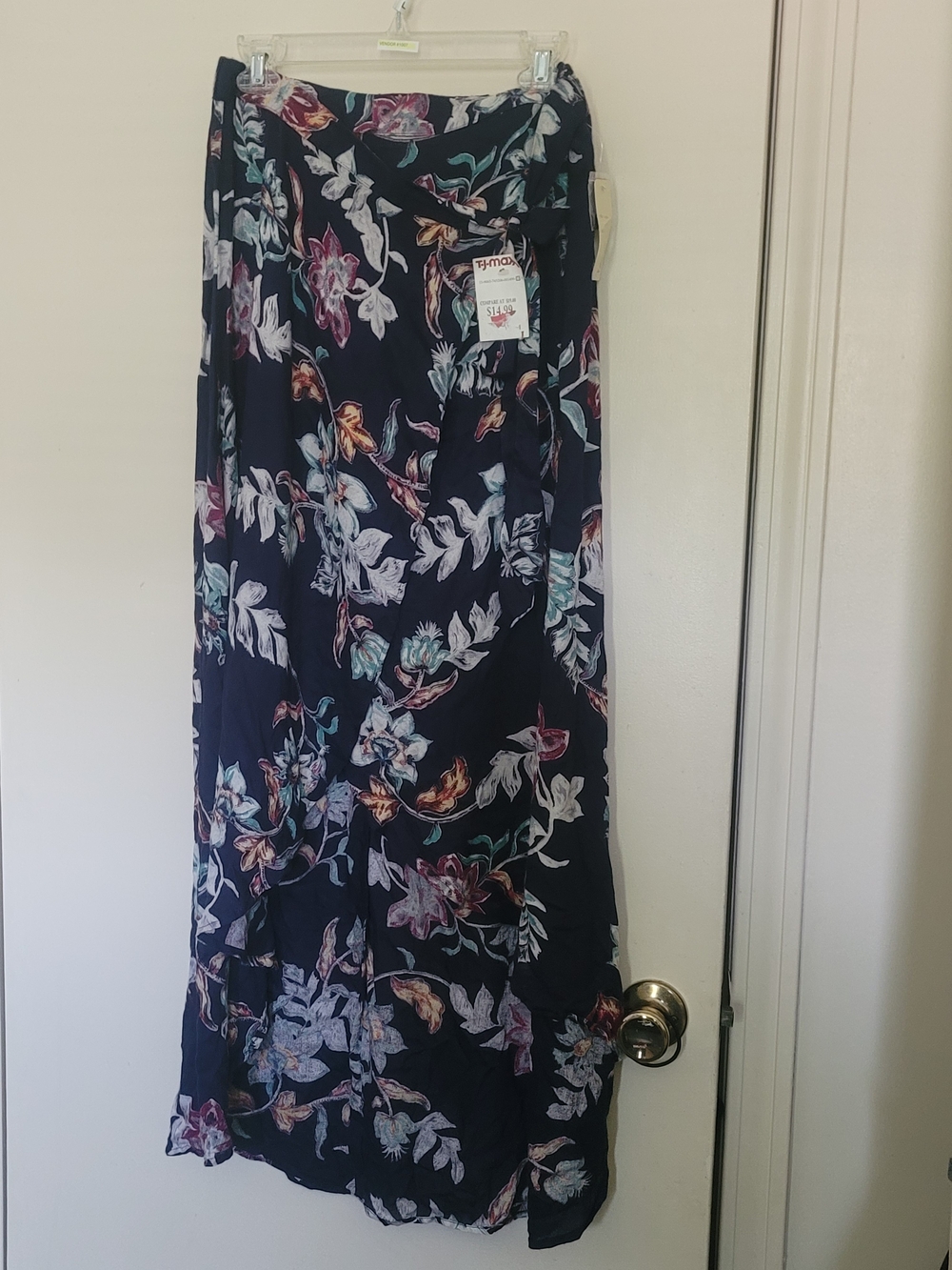 Japna Navy Floral Maxi Wrap Skirt with Multicolor Blooms